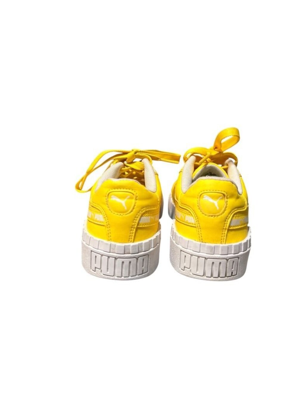 Puma Cali Taping Sneakers 38.5 fits a women 7.5 or kids 6.5 Yellow White - Picture 6 of 9
